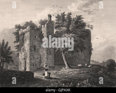 Rothesay Castle, Isle of Bute. Schottland, antiken print 1845 Stockfoto