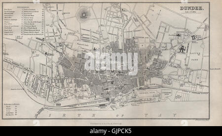 DUNDEE antiken Stadt Stadtplan. Schottland, 1886 Antike Landkarte Stockfoto