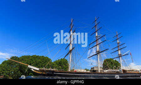 Die Cutty Sark, einem restaurierten historischen Tee-Clipper ship in Greenwich, London, England Stockfoto