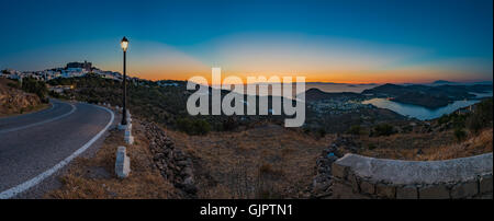 Sonnenuntergang auf der Insel Patmos Stockfoto