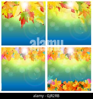 Glänzende Herbst Natural verlässt Formularsatz. Vektor-Illustration Stock Vektor