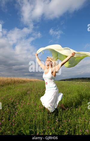 Frau Lachen lacht Stockfoto