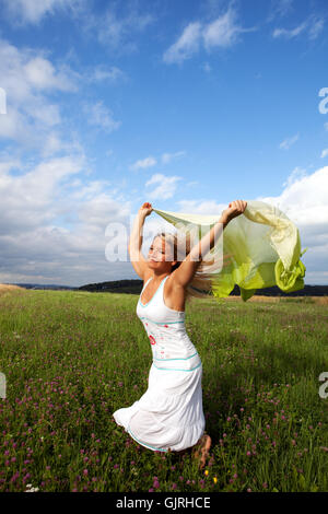 Frau Lachen lacht Stockfoto