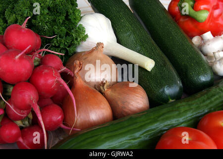Gurke Gemüse Zwiebel Stockfoto