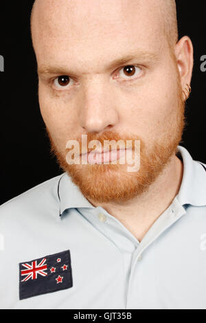 Flagge New Zealand Mann Stockfoto