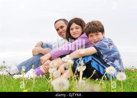 drei Stellen sitzen Stockfoto