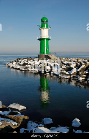 Leuchtfeuer der Westmole Warnemünde Stockfoto