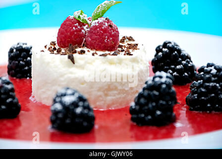 Käsekuchen mit Früchten Stockfoto