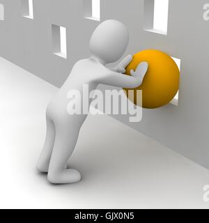 Kugel schieben unmöglich Stockfoto