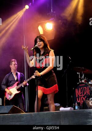 Boomtown Fair Festival, 14. August 2016, UK. Irischen Sängerin Imelda May die live bei Boomtown Stockfoto