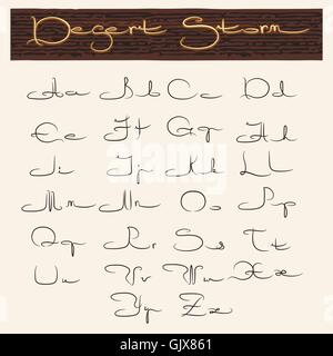 Handgemachte lateinische Alphabet im arabischen Stil. Großbuchstaben und Kleinbuchstaben. Stock Vektor