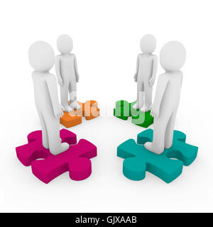 3D Männer puzzle Teamarbeit Stockfoto