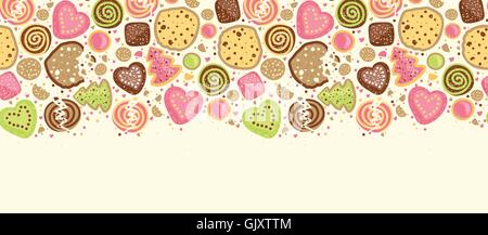 Bunte Cookies horizontale Musterdesign umrandet Stock Vektor