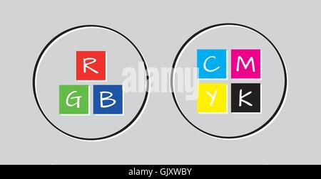 Symbole für RGB und cmyk Stock Vektor
