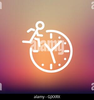 Mann läuft auf Zeit dünne Liniensymbol Stock Vektor