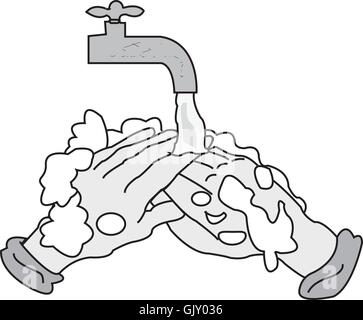 Hände waschen Stock Vektor