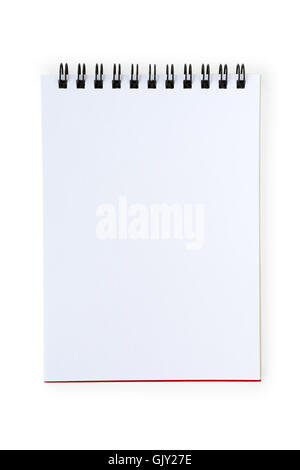 Blank plain page of open notebook. Isolated on white with clipping path Stockfoto
