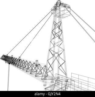 Bau-Turmdrehkran. Vector Rendering von 3d Stock Vektor