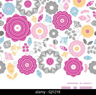 Vektor lebendige florale Scaterred horizontalen Rahmen nahtlose prasseln Stock Vektor