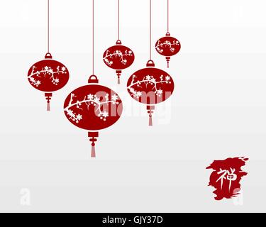 Zen-chinesische Lampen Illustration Hintergrund Stock Vektor