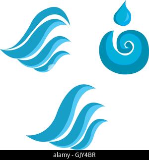 Glänzende blaue Wasser-Symbole Stock Vektor