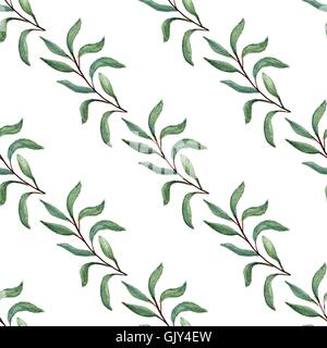 Aquarell Baum Zweig Musterdesign. Stock Vektor