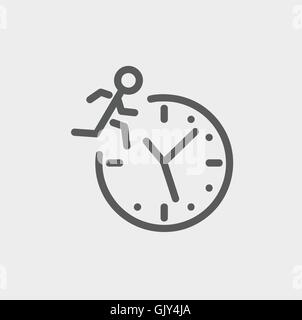 Mann läuft auf Zeit dünne Liniensymbol Stock Vektor