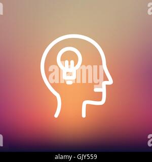 Ein menschlicher Kopf mit Idee dünne Liniensymbol Stock Vektor