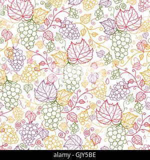 Linie Kunst Weinreben Musterdesign Hintergrund Stock Vektor