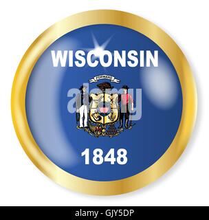 Wisconsin Flagge Button Stock Vektor