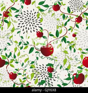 Roter Apfel essen nahtlose Muster Stock Vektor