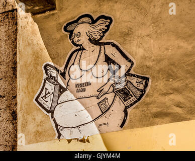 Venezia-Land des Künstlers Guerilla-Spam. Anti-Tourismus Graffiti auf einem Gebäude Wand in Venedig, Italien. Stockfoto