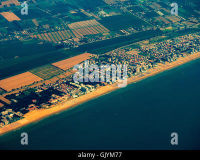 Der Lido di Jesolo und Jesolo Lido Strand von der Comune von Jesolo in der Provinz von Venedig, Italien. Stockfoto