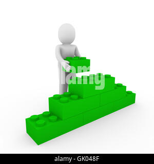 3D Menschen grüne Wandstein Stockfoto