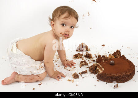 Baby Verwirrung durcheinander Stockfoto