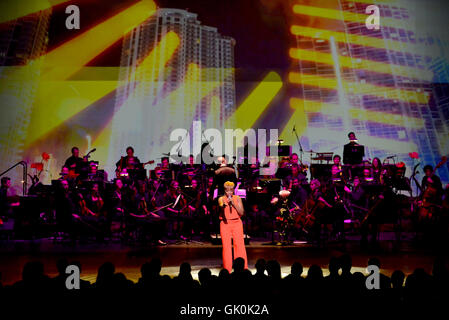 Adrienne Arsht 10. Jubiläums-Gala-Konzert an Adrienne Arsht Center für darstellende Künste ZIFF Ballet Opera House - Performances mit: Estelle Where: Miami, Florida, Vereinigte Staaten, wann: 21. April 2016 Stockfoto