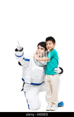 Studio gedreht, Astronauten und der kleine Junge Stockfoto