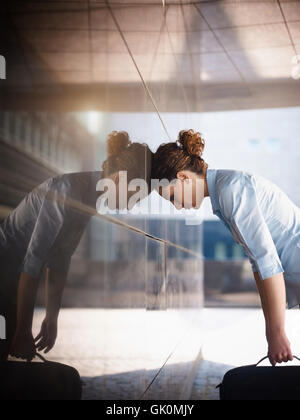 Frau traurig Frust Stockfoto