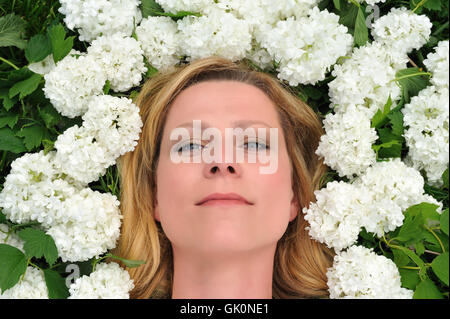 Frau Blume Pflanze Stockfoto