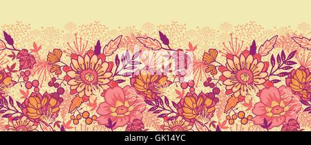 Herbst Blumen horizontale Musterdesign umrandet Stock Vektor