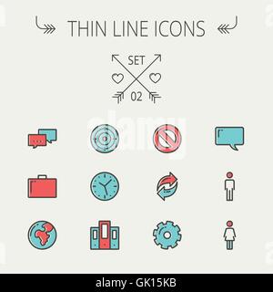 Technologie-dünne Linie-Icon-set Stock Vektor