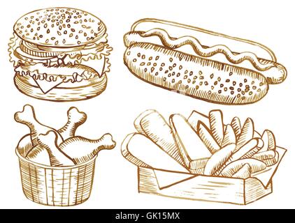 Amerikanisches Essen Satz Stock Vektor