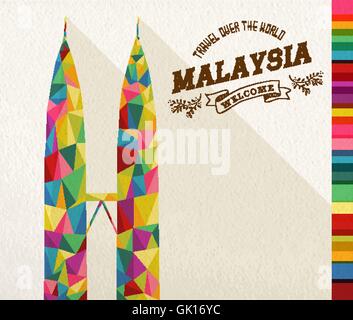 Reisen Malaysia Wahrzeichen polygonalen Denkmal Stock Vektor