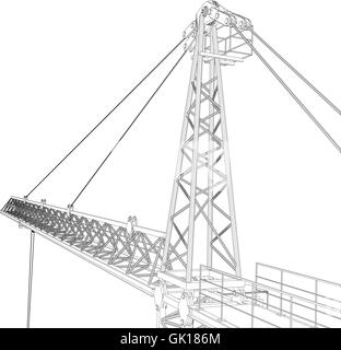 Bau-Turmdrehkran. Vector Rendering von 3d Stock Vektor