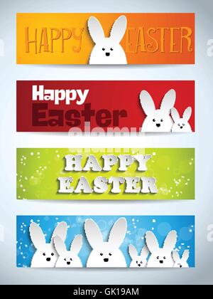 Frohe Ostern Hase Bunny Set von Bannern Stock Vektor