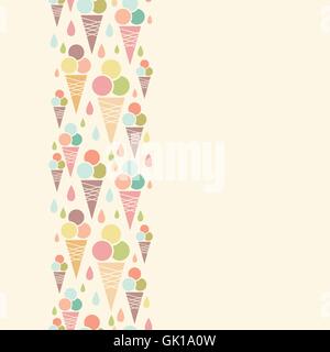 Ice Cream Cones vertikale Musterdesign umrandet Stock Vektor