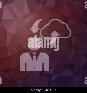 Mann mit Cloud-Upload und Download in flachen Stil-Ikone Stock Vektor