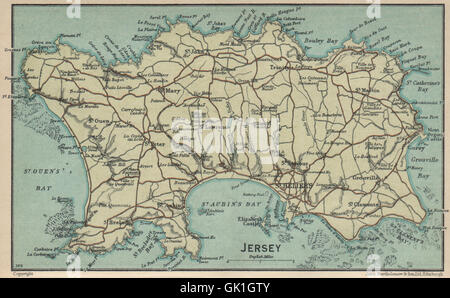 JERSEY. Vintage Karte Plan. Kanalinseln. St. Helier, 1939 Stockfoto