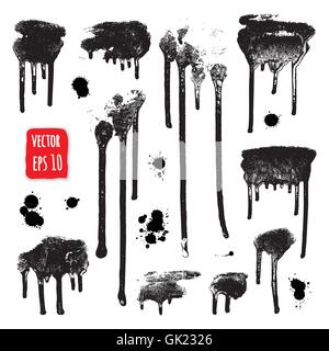 Tintentröpfchen. Grunge malen. Design Element festlegen. Stock Vektor