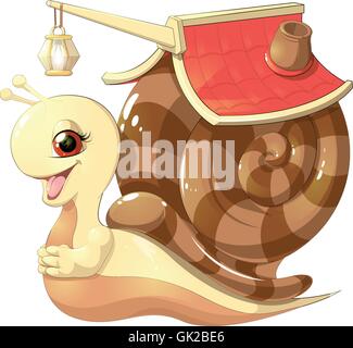 Schnecke mit Mobilheim Stock Vektor